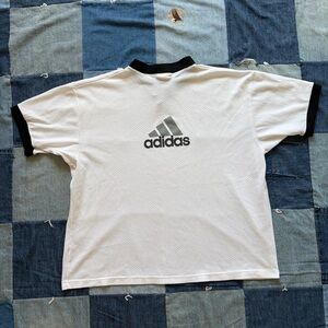 VTG Adidas jersey white & black sporty mesh ringer 2000s y2k size L